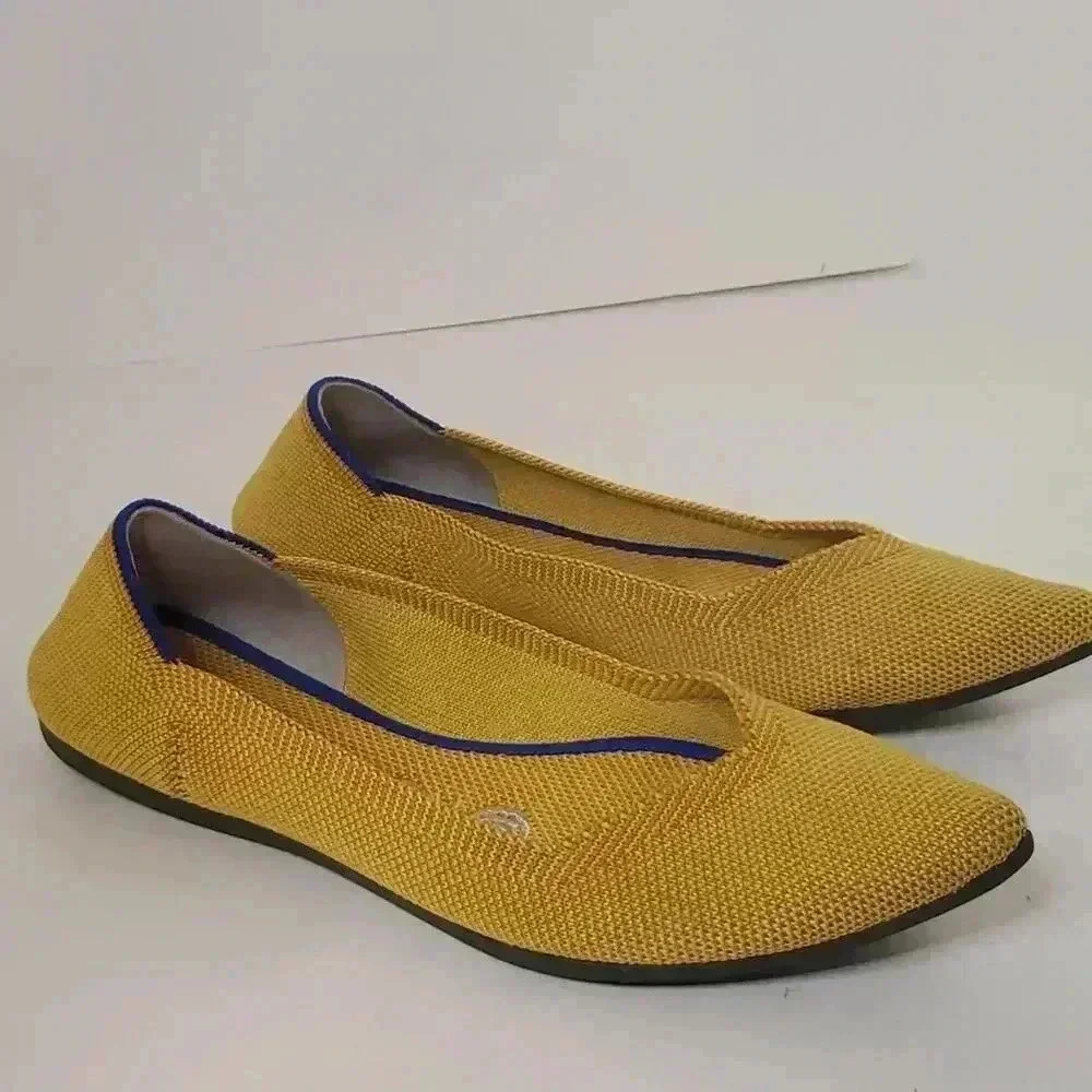 Rothy's Shoe Size 5.5 Yellow Rubber Woven Pointed Toe closed heel Shoes